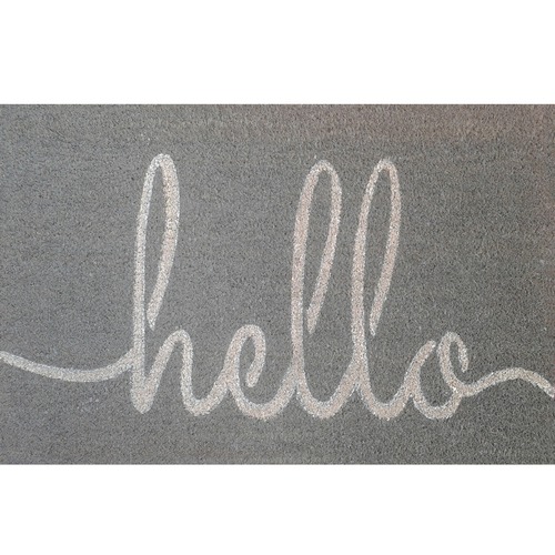 Grey Hello Coir Doormat