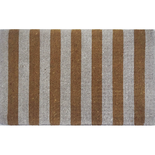 Brown Striped Hand Woven Coir Doormat