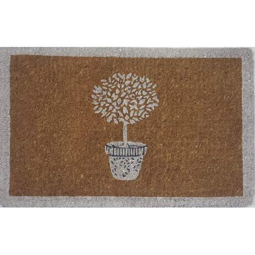 White Topiary HandWoven Coir Doormat Temple & ster