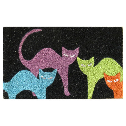 Solemate Door Mats MultiColoured Cats Coir Doormat & Reviews Temple