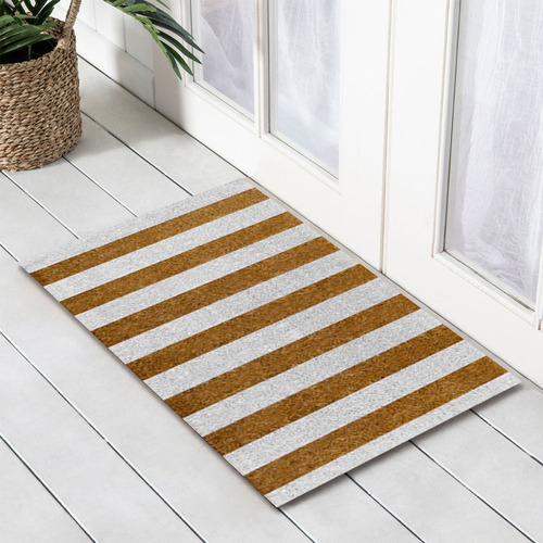 Solemate Door Mats White & Brown Striped Doormat Temple & ster