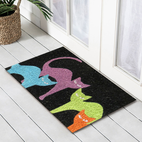 Solemate Door Mats MultiColoured Cats Coir Doormat & Reviews Temple