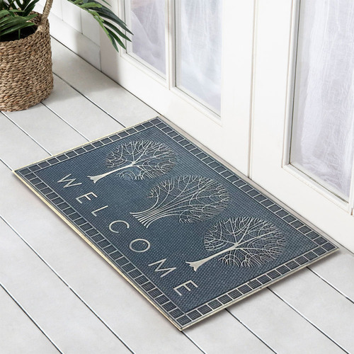 Charcoal Trees Rubber Doormat Temple & ster