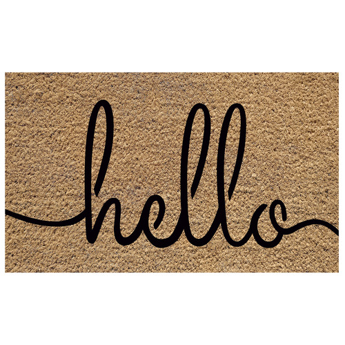Hello 80cm PVC Backed Coconut Coir Doormat Temple & ster