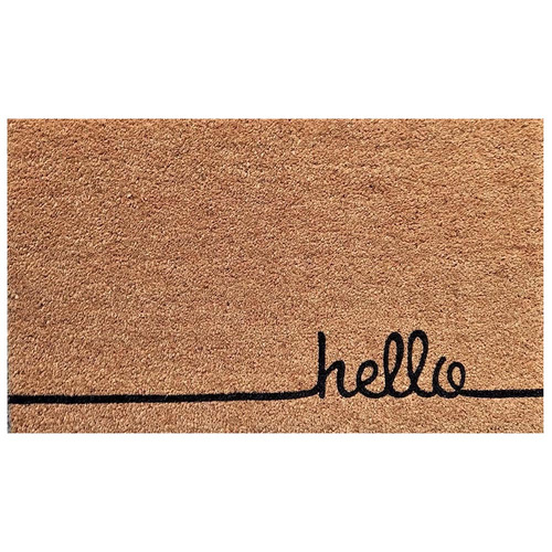 Hello 75cm PVC Backed Coconut Coir Doormat Temple & ster