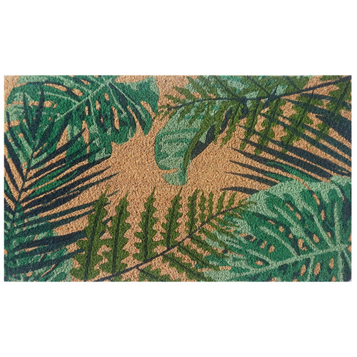 Leaves PVC Backed Coconut Coir Doormat