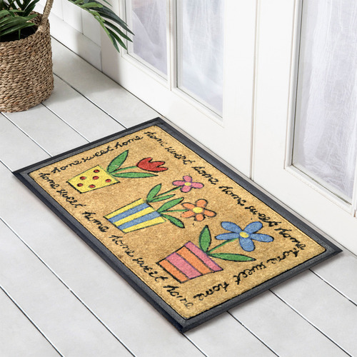Rubber and Coir Funkey Pots Door Mat