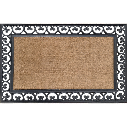Natural Bordered Rubber & Coir Outdoor Doormat