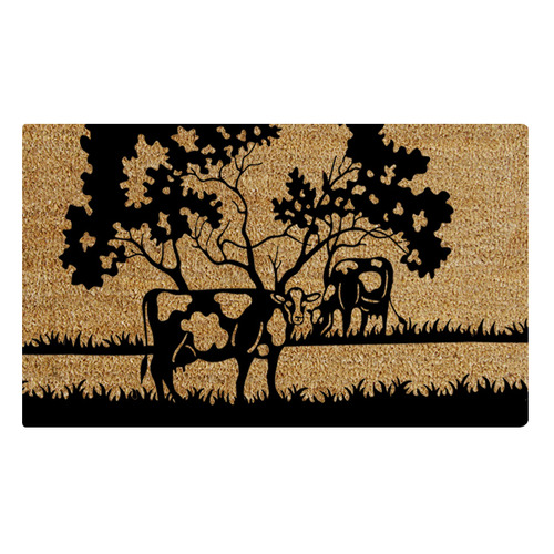 Cow Trees Coconut Coir Doormat