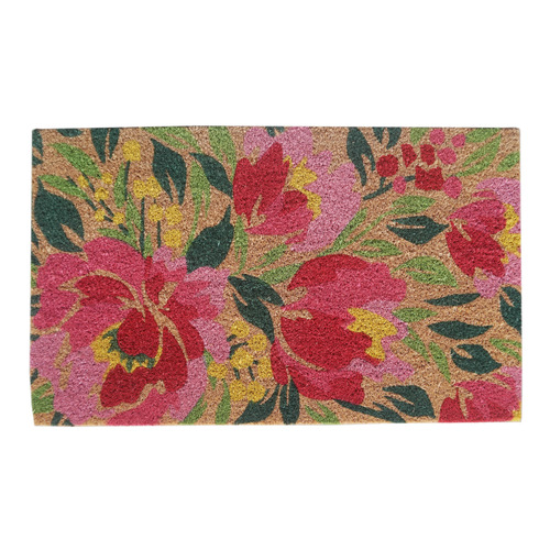 75cm Floral Coconut Coir Doormat