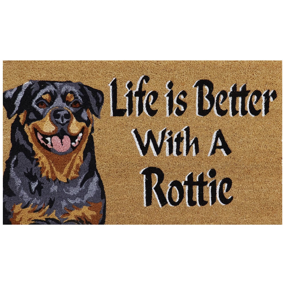 Life is Better With a Rottie Coir Doormat