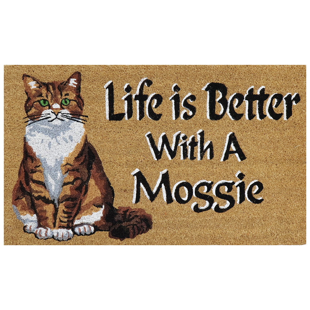 Life is Better With a Moggie Coir Doormat