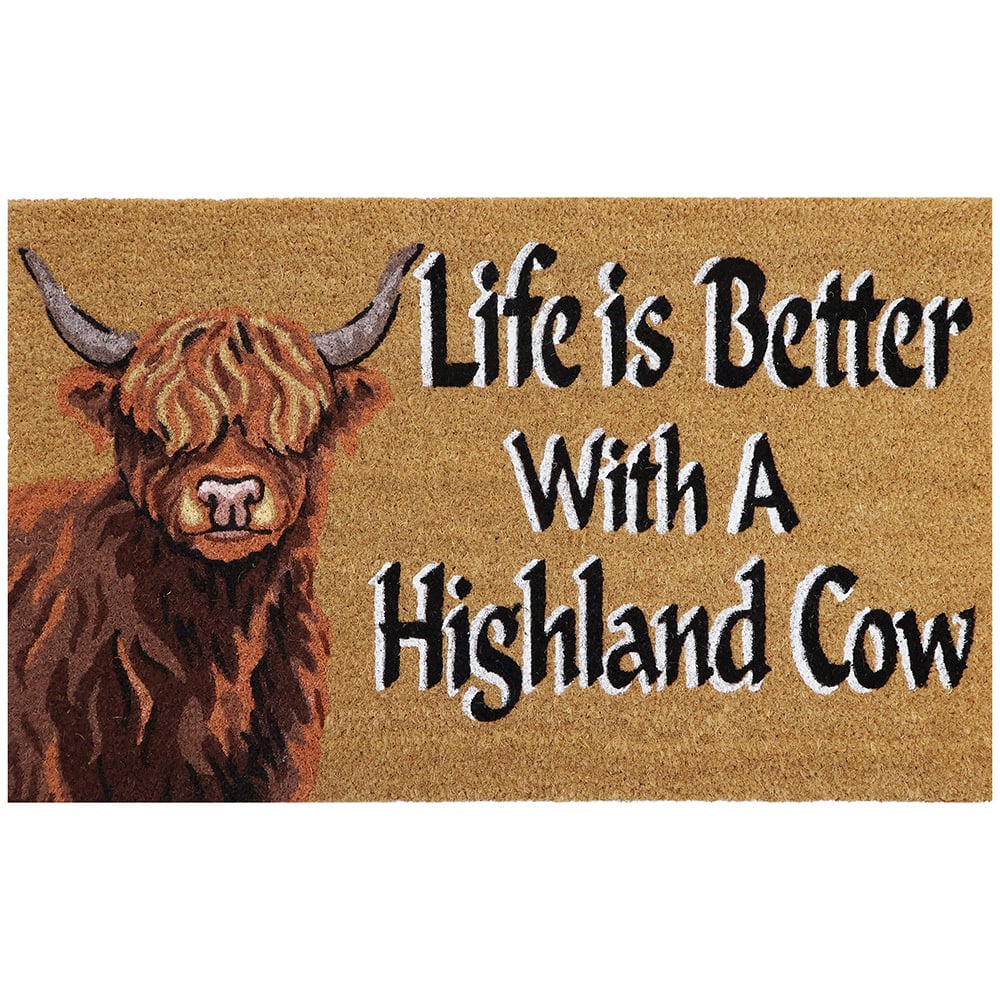 Life is Better With a Highland Cow Coir Doormat