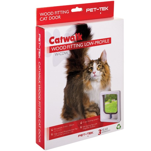 Pet Tek Wood Fitting Slimline Cat Door Temple & Webster