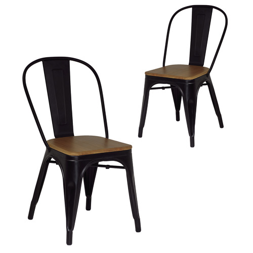 black metal and wood dining chairs