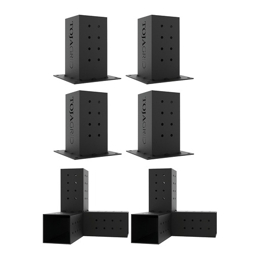 Toja Grid Wall Mount 6 Pergola Bracket & Square Shade Sail Set