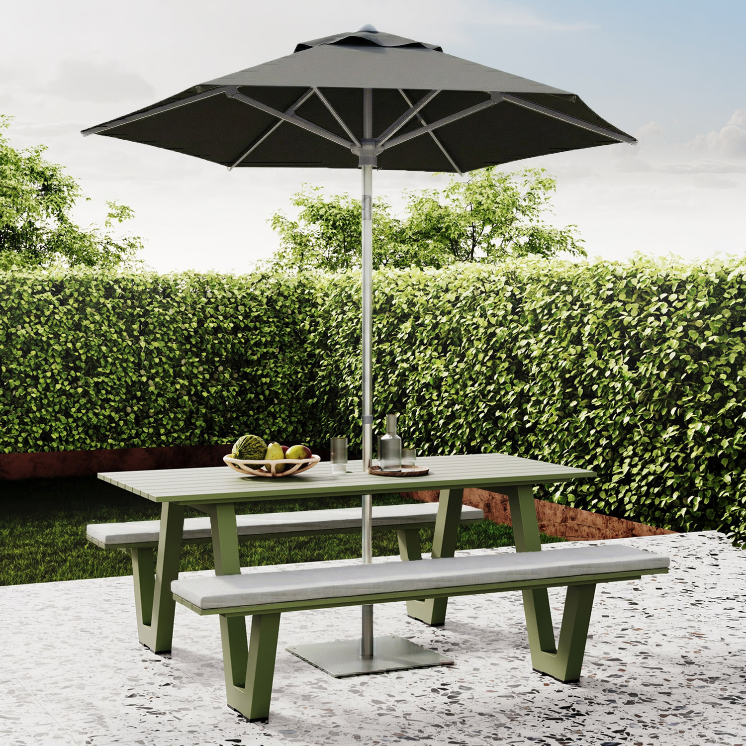 6 Seater Wave II Picnic Table with Umbrella