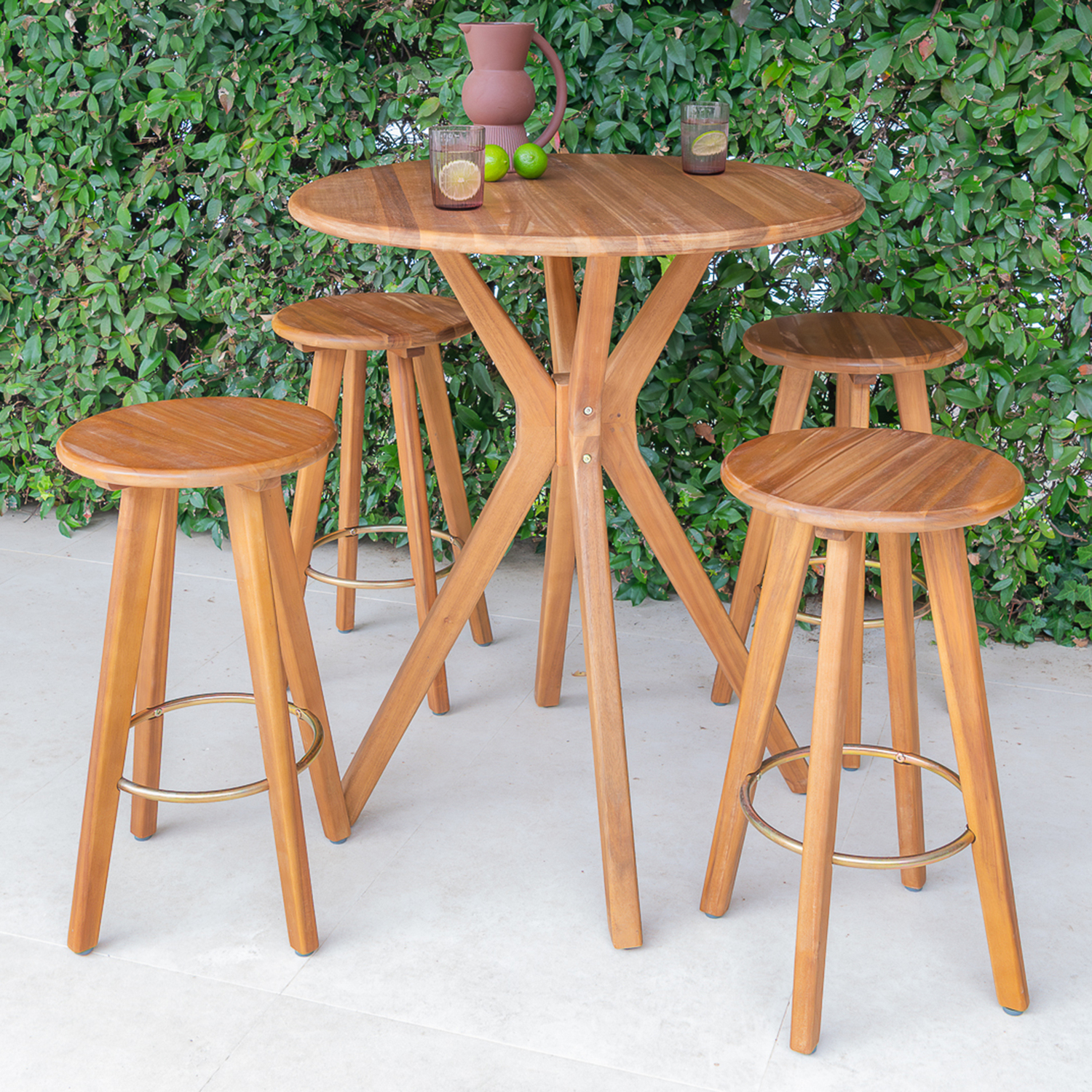 4 Seater Lorne Acacia Wood Outdoor Bar Table Set