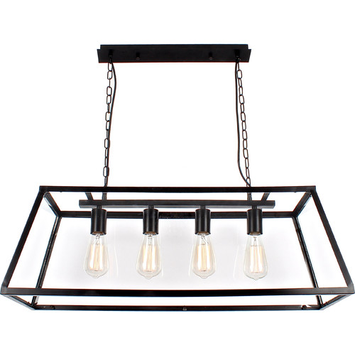 Creswick Vintage Glass Pane 4 Light Long Pendant