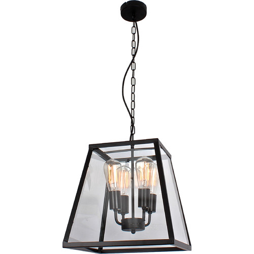 Creswick Vintage Glass Pane 4 Light Square Pendant