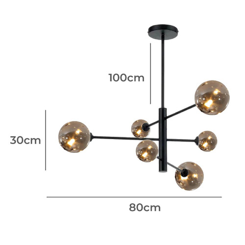 Ovid 6 Light Steel & Glass Pendant