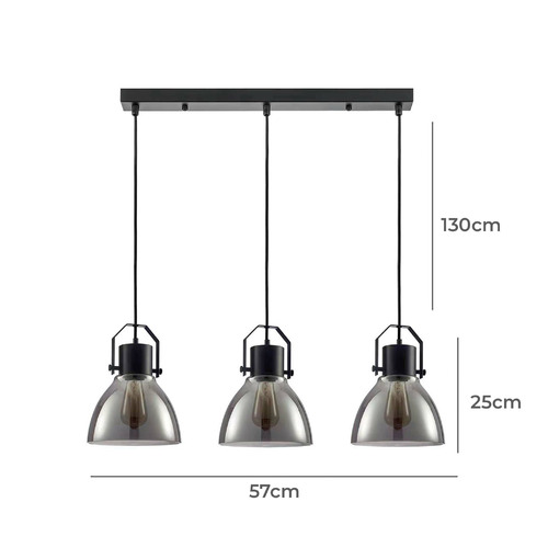 Lucan 3 Light Steel Pendant