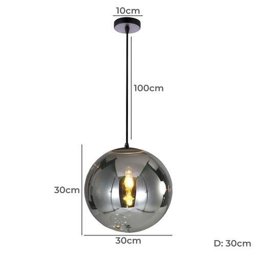 Grey Hedy Chrome & Glass Pendant Light