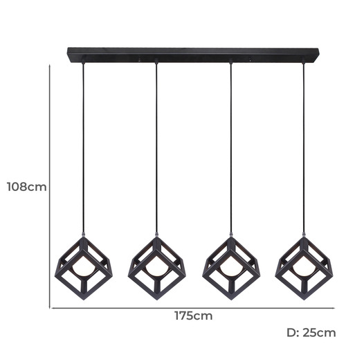Black Rubix 4 Light Bar Pendant