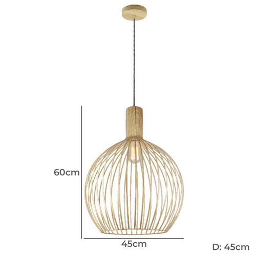 Gabbia Natural Wood Pendant
