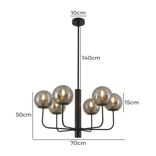 Clarie 6 Light Glass Pendant