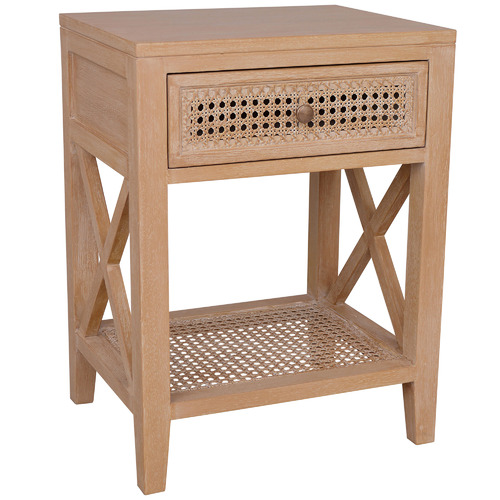 Elegant Designs Natural Palm Bayur Wood & Rattan Bedside Table | Temple ...