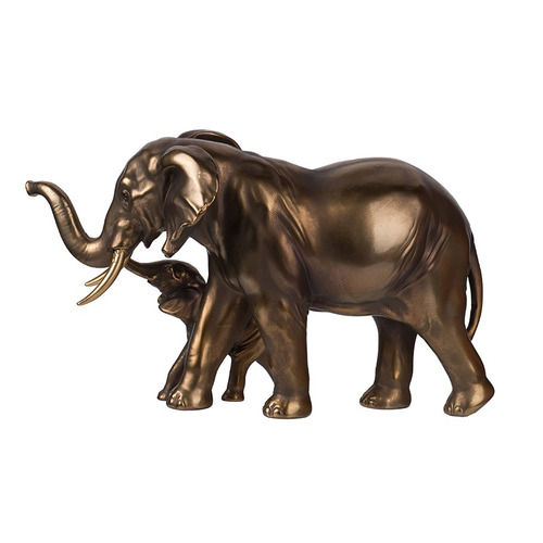 Elephant Mother & Calf Polyresin Statue