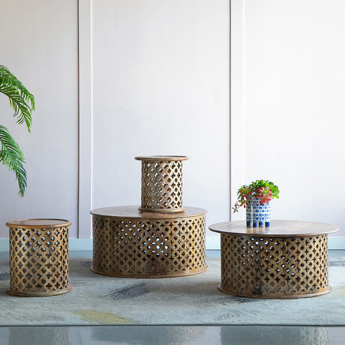 2 Piece Houlton Mango Wood Side Table Set