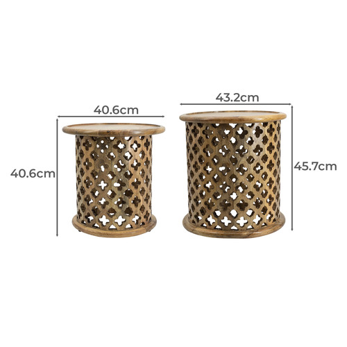 2 Piece Houlton Mango Wood Side Table Set