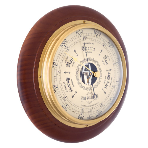 28cm Satin Finish Pine Wood Barometer | Temple & Webster