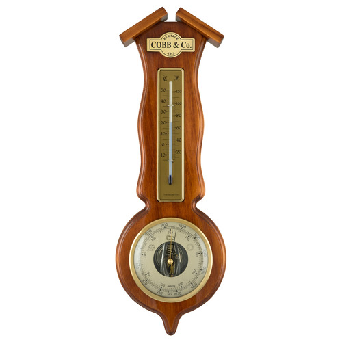 Gloss Finish Roof Style Pine Wood Barometer