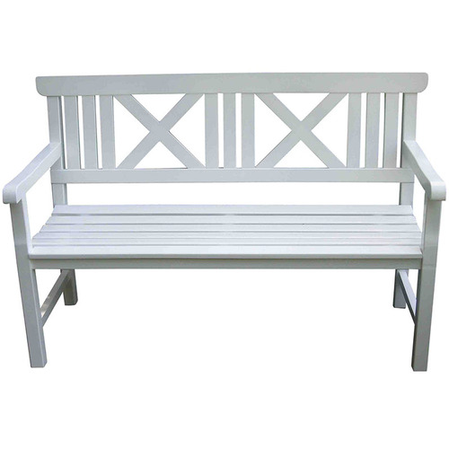The Porch 3 Seater Hamptons Dungun Wood Outdoor Bench | Temple & Webster