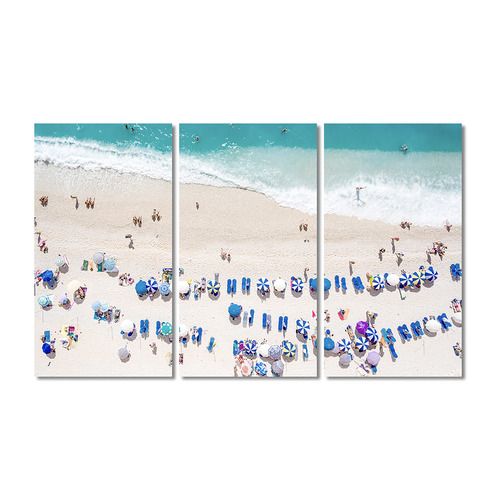 Beach Party Framed Canvas Wall Art Triptych