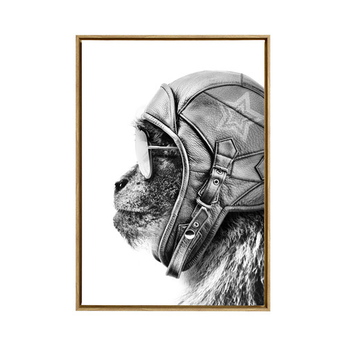 Aviator Monkey Framed Canvas Wall Art