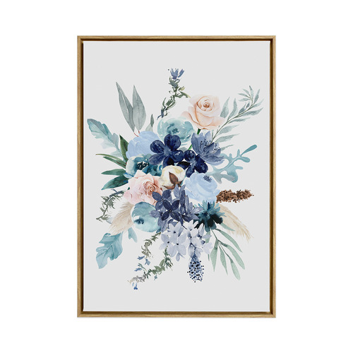 Blue Blooms II Framed Canvas Wall Art