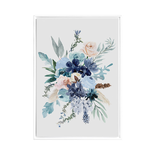 Blue Blooms II Framed Canvas Wall Art