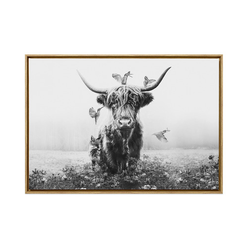White Highlander Framed Canvas Wall Art