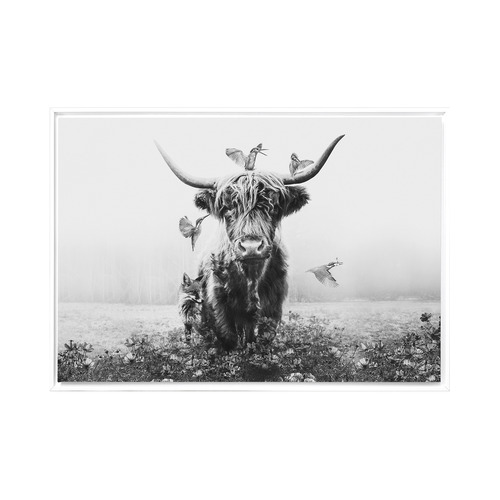 White Highlander Framed Canvas Wall Art