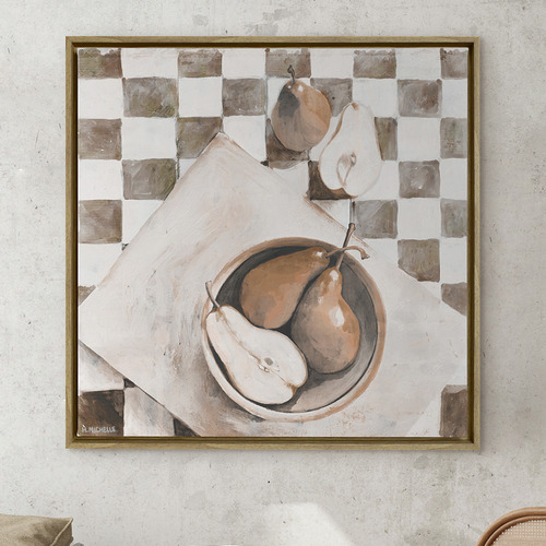 A La Mode Studio Sepia Morning Snack Framed Canvas Wall Art Temple