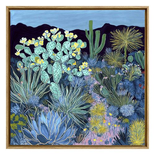 Midnight Cactus Framed Canvas Wall Art
