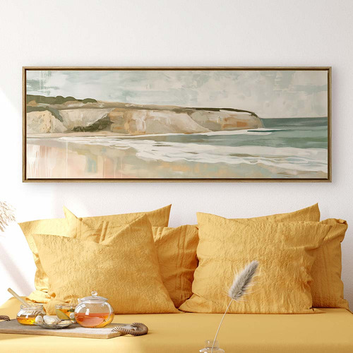 Beach Cliff I Framed Canvas Wall Art