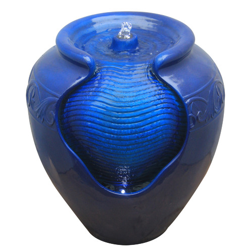 Royal Blue Glazed Pot Outdoor Fountain