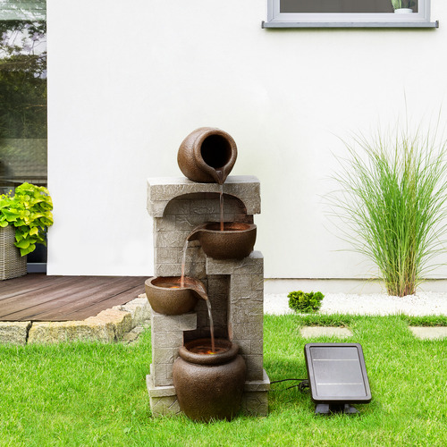 Pelle Solar Powered Waterfall Fountain with LED