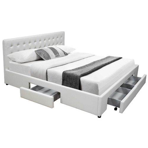 Mikasa Furniture Julie Faux Leather Bed Frame With 4 Drawers