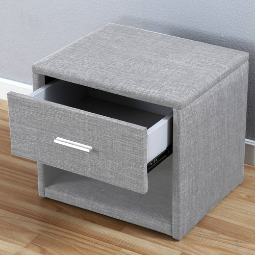 Grey Alvernia Upholstered Bedside Table With LED
